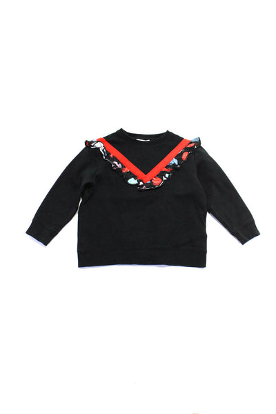 Stella McCartney Kids Girls Floral Ruffled Crew Neck Sweatshirt Navy Size 6