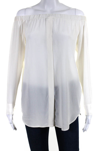 Equipment Femme Womens Silk Off The Shoulder Blouse White Size Extra Small