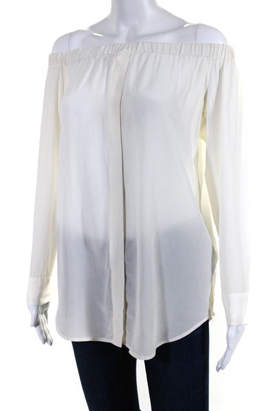 Equipment Femme Womens Silk Off The Shoulder Blouse White Size Extra Small