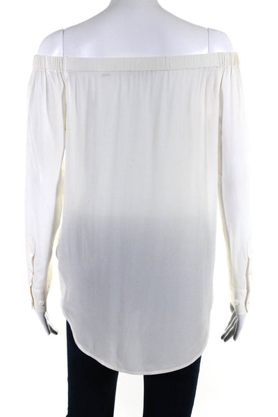 Equipment Femme Womens Silk Off The Shoulder Blouse White Size Extra Small