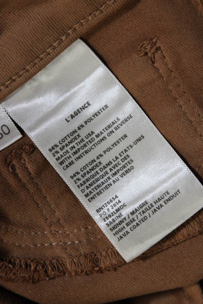 L'Agence Womens Sabine Waxed Coated High Rise Skinny Jeans Tan Size 30