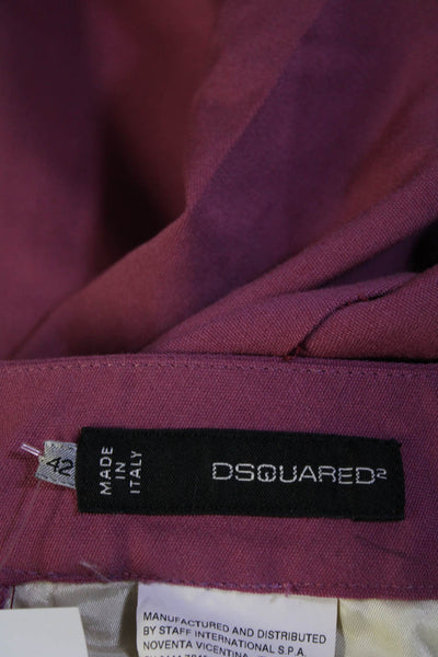 Dsquared2 Womens Wool Low Rise Straight Leg Zipper Trim Slacks Pink Size 42