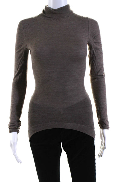 Haider Ackermann Womens Wool Long Sleeve Turtleneck Top Brown Size XS