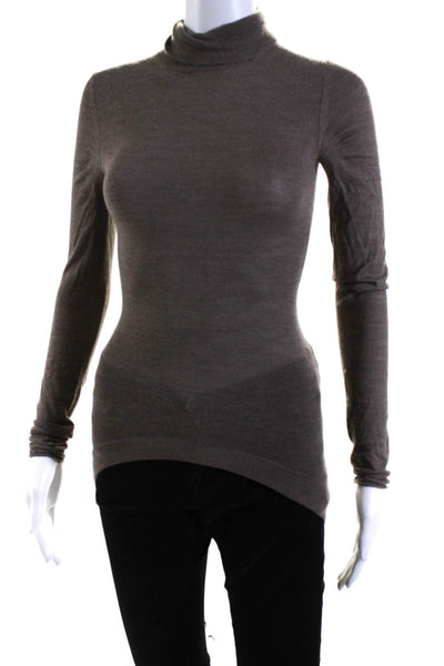 Haider Ackermann Womens Wool Long Sleeve Turtleneck Top Brown Size XS