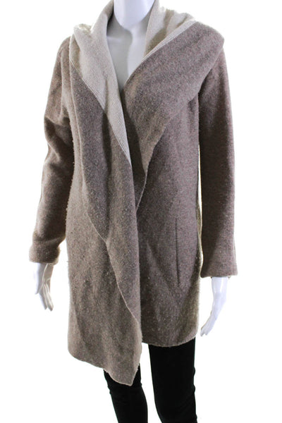 Joie Womens Wool Open Front Hooded Cardigan Beige Size S