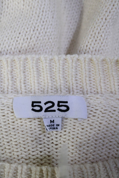 525 Womens Cotton Long Sleeve Ribbed Crewneck Knit Sweater White Size M