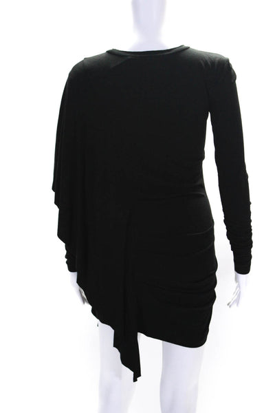 Nicole Miller Womens Jersey Knit Draped Long Sleeve Blouse Top Black Size P