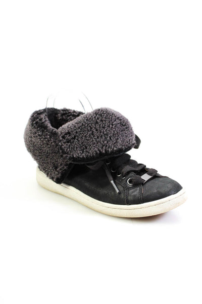 Ugg Womens Charcoal Suede Fuzzy High Top Lace Up Fashion Sneakers Shoes Size 6.5