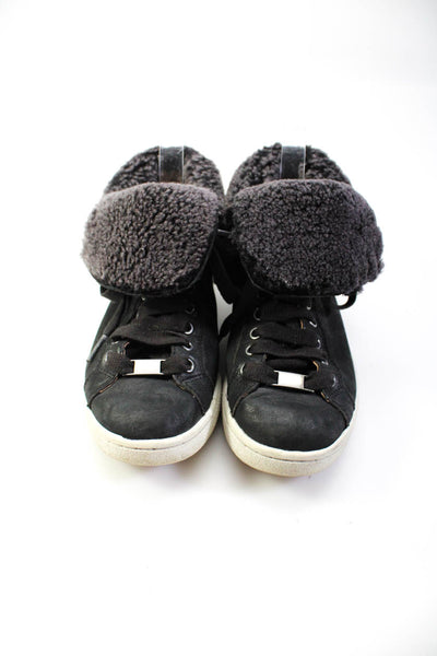 Ugg Womens Charcoal Suede Fuzzy High Top Lace Up Fashion Sneakers Shoes Size 6.5