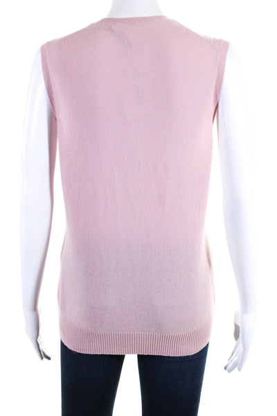 Neiman Marcus Womens Cashmere Knit Sleeveless Crewneck Sweater Vest Pink Size L