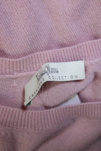 Neiman Marcus Womens Cashmere Knit Sleeveless Crewneck Sweater Vest Pink Size L