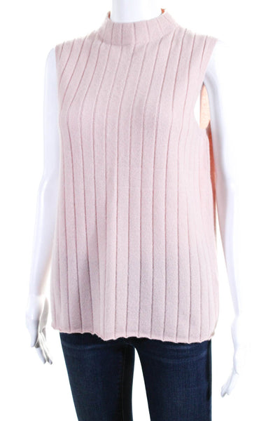 Lafayette 148 New York Womens Cashmere Sleeveless Mock Neck Sweater Pink Size L