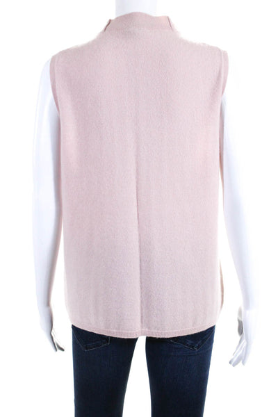 Lafayette 148 New York Womens Cashmere Sleeveless Mock Neck Sweater Pink Size L