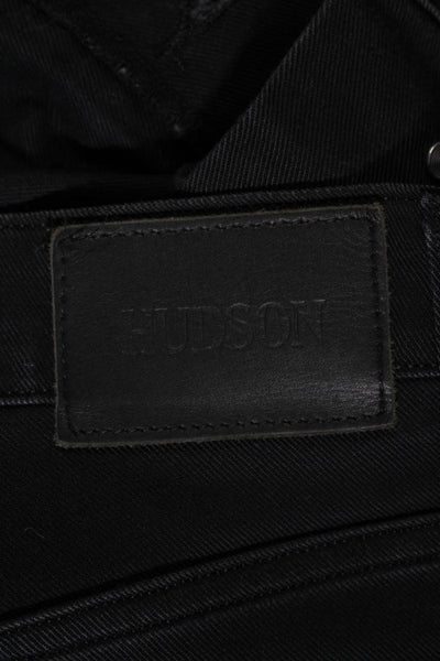 Hudson Mens Cotton Buttoned Zipped Straight Leg Casual Jeans Black Size EUR34