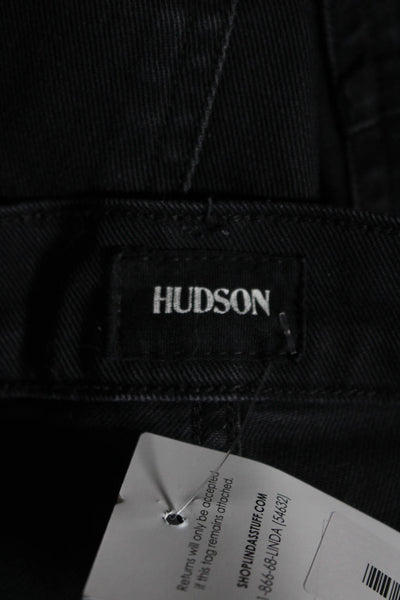 Hudson Mens Cotton Buttoned Zipped Straight Leg Casual Jeans Black Size EUR34