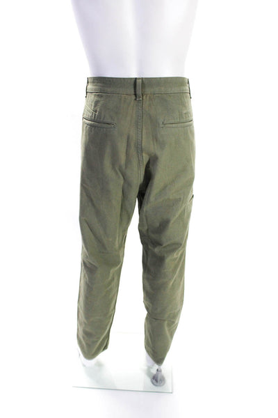 Rag & Bone Mens Cotton Buttoned Flat Front Tapered Pants Green Size EUR34