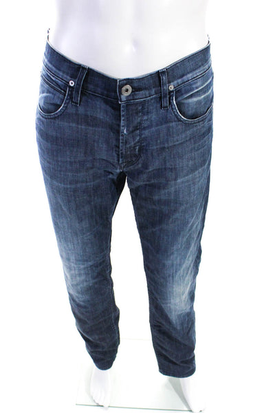 Hudson Mens Cotton Full Buttoned Straight Leg Medium Wash Jeans Blue Size EUR34