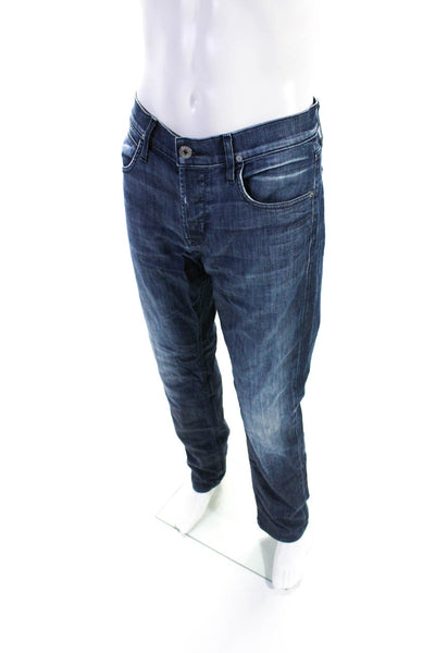 Hudson Mens Cotton Full Buttoned Straight Leg Medium Wash Jeans Blue Size EUR34