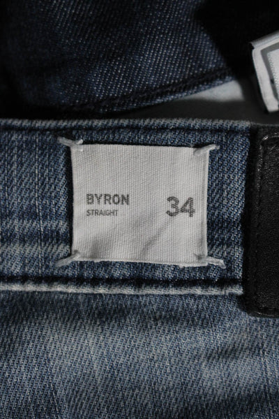 Hudson Mens Cotton Full Buttoned Straight Leg Medium Wash Jeans Blue Size EUR34