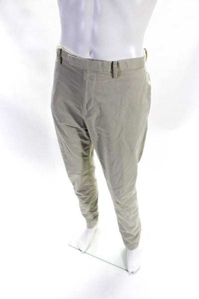 Theory Mens Cotton Hook & Eye Zipped Straight Leg Casual Pants Beige Size EUR34