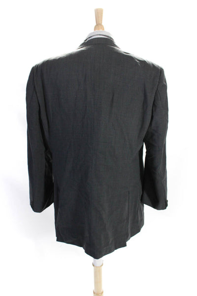 Mani Mens Micro Check Print Two Button Notched Collar Blazer Jacket Gray Size 46