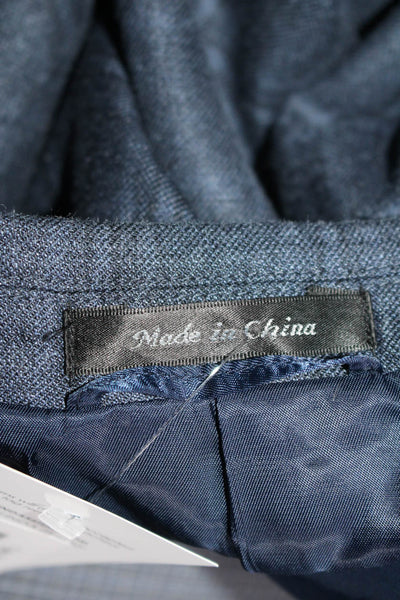 Lauren Ralph Lauren Mens Plaid Two Button Blazer Jacket Blue Silk Wool Size 38