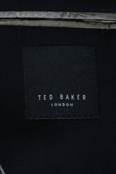 Ted Baker Mens Two Button Skinny Lapel Blazer Jacket Black Wool Size 44