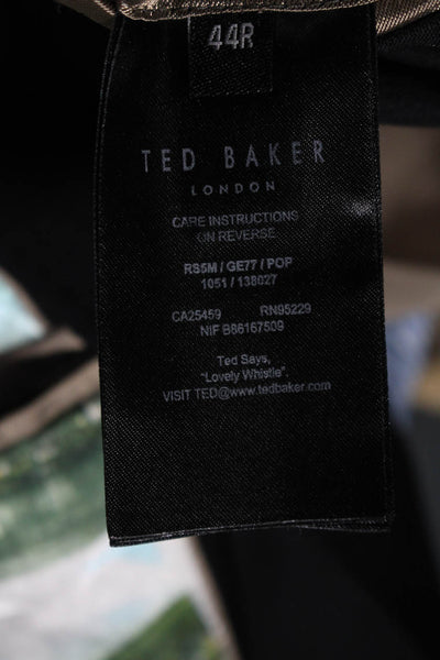 Ted Baker Mens Two Button Skinny Lapel Blazer Jacket Black Wool Size 44