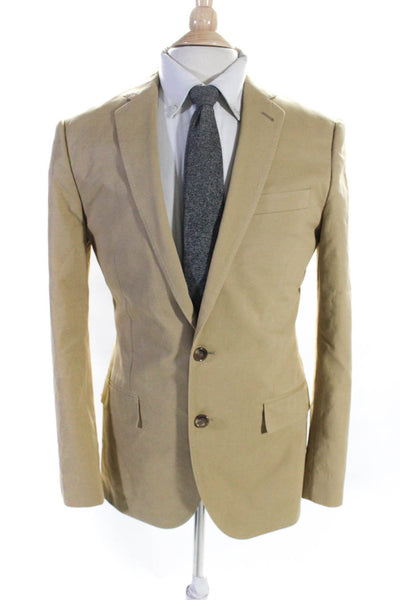 J Crew Mens Ludlow Khaki Twill Two Button Blazer Jacket Beige Cotton Size 38