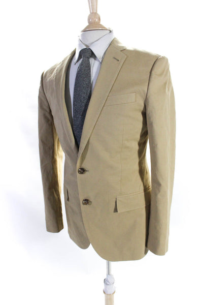 J Crew Mens Ludlow Khaki Twill Two Button Blazer Jacket Beige Cotton Size 38