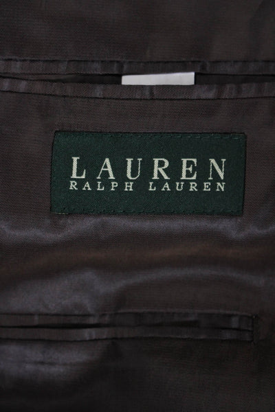 Lauren Ralph Lauren Mens Two Button Check Blazer Jacket Brown Wool Size 46 Long