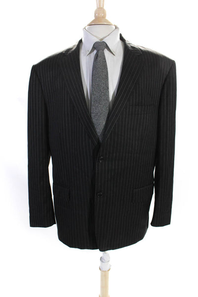 Ermenegildo Zegna Mens Traveler Pinstripe Two Button Blazer Jacket Brown Size 46