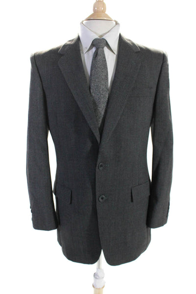 Christian Dior Mens Micro Check Woven Two Button Blazer Jacket Gray Size 40