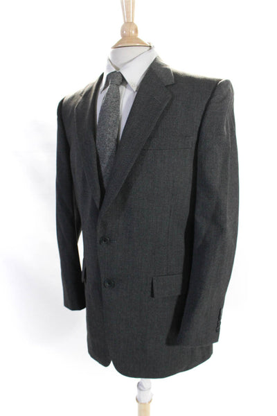 Christian Dior Mens Micro Check Woven Two Button Blazer Jacket Gray Size 40