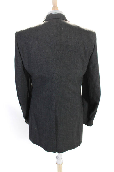 Christian Dior Mens Micro Check Woven Two Button Blazer Jacket Gray Size 40