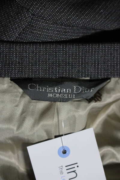 Christian Dior Mens Micro Check Woven Two Button Blazer Jacket Gray Size 40