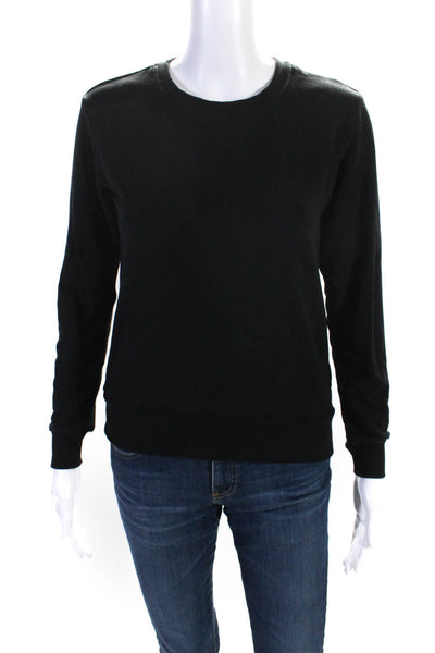 L Agence Womens Long Sleeve Round Neck Sweatshirt Black Cotton Size 2XS