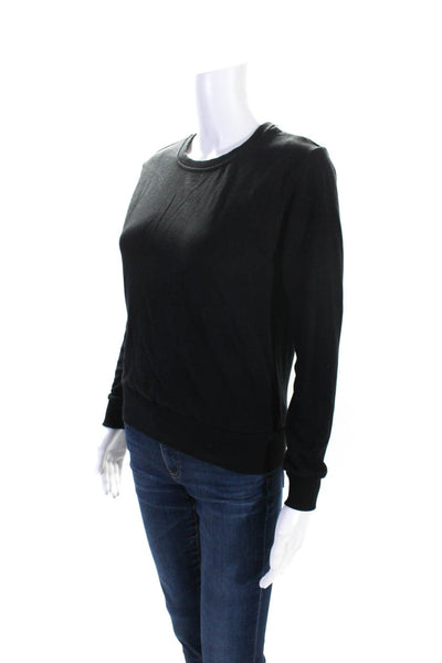 L Agence Womens Long Sleeve Round Neck Sweatshirt Black Cotton Size 2XS