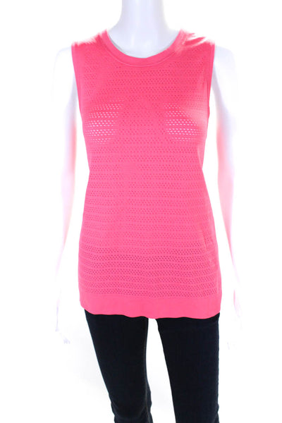 Lululemon Womens Mesh Textured Sleeveless Round Neck Tank Top Pink Size 10