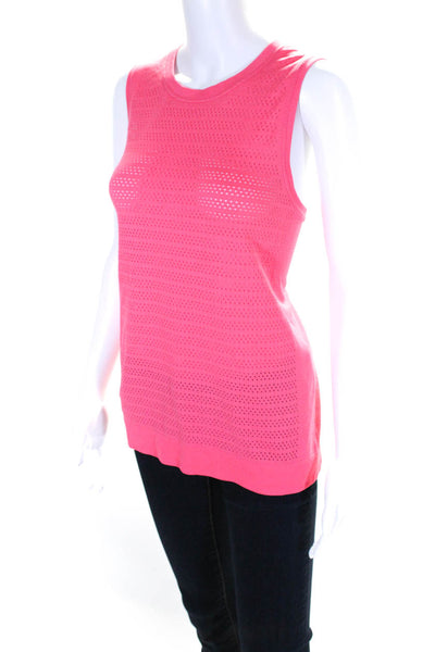 Lululemon Womens Mesh Textured Sleeveless Round Neck Tank Top Pink Size 10