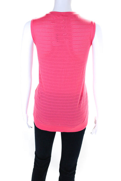 Lululemon Womens Mesh Textured Sleeveless Round Neck Tank Top Pink Size 10