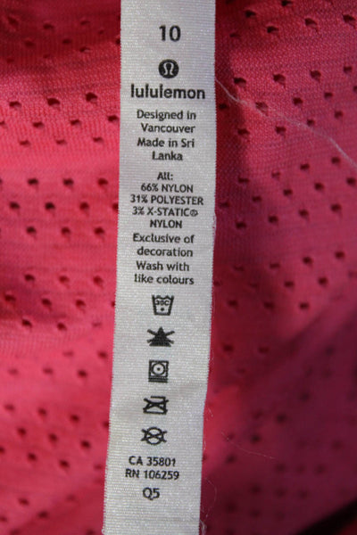 Lululemon Womens Mesh Textured Sleeveless Round Neck Tank Top Pink Size 10