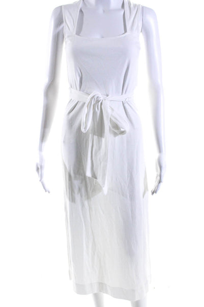 Vince Womens Belted Sleeveless Maxi Dress White Cotton Size Extra Extra Small