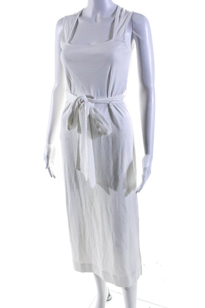 Vince Womens Belted Sleeveless Maxi Dress White Cotton Size Extra Extra Small