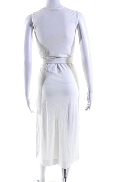 Vince Womens Belted Sleeveless Maxi Dress White Cotton Size Extra Extra Small