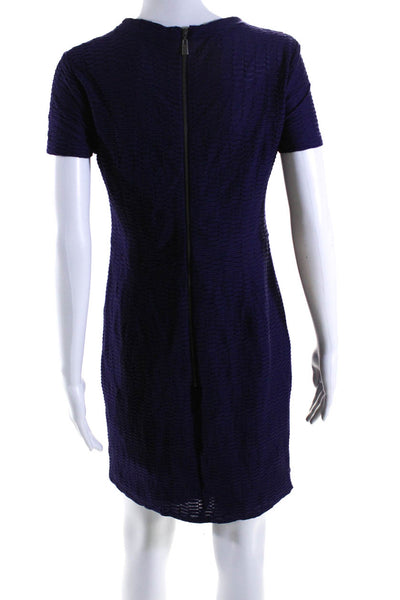 Nanette Lepore Women's Round Neck Short Sleeves A-Line Mini Dress Purple Size 8