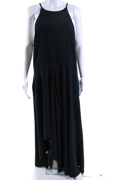 Badgley Mischka Women's Round Neck Sleeveless Slit Hem Maxi Dress Blue Size 18