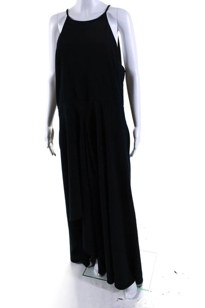 Badgley Mischka Women's Round Neck Sleeveless Slit Hem Maxi Dress Blue Size 18