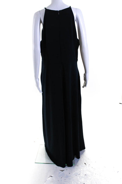 Badgley Mischka Women's Round Neck Sleeveless Slit Hem Maxi Dress Blue Size 18