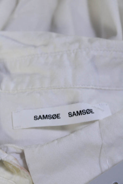 Samsoe & Samsoe Women's Collared Long Sleeves Button Down Shirt White Size S